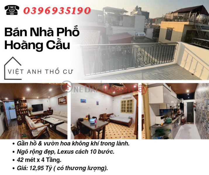 Bán nhà Phố Hoàng Cầu, Khu Phân Lô, Gần Hồ Sinh Thái, 42mx4T, Giá: 12.95 Tỷ, Lh: 0396935190. Niêm yết bán