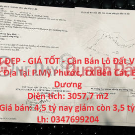 ĐẤT ĐẸP - GIÁ TỐT - Cần Bán Lô Đất Vị Trí Đắc Địa Tại P.Mỹ Phước, TX Bến Cát, Bình Dương _0