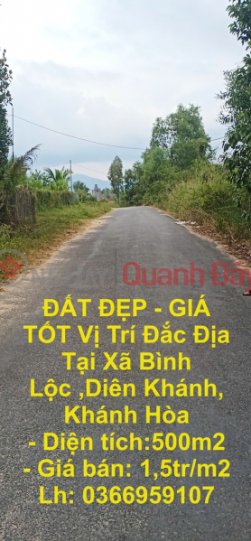 ĐẤT ĐẸP - GIÁ TỐT Vị Trí Đắc Địa Tại Xã Diên Bình ,Diên Khánh, Khánh Hòa Niêm yết bán