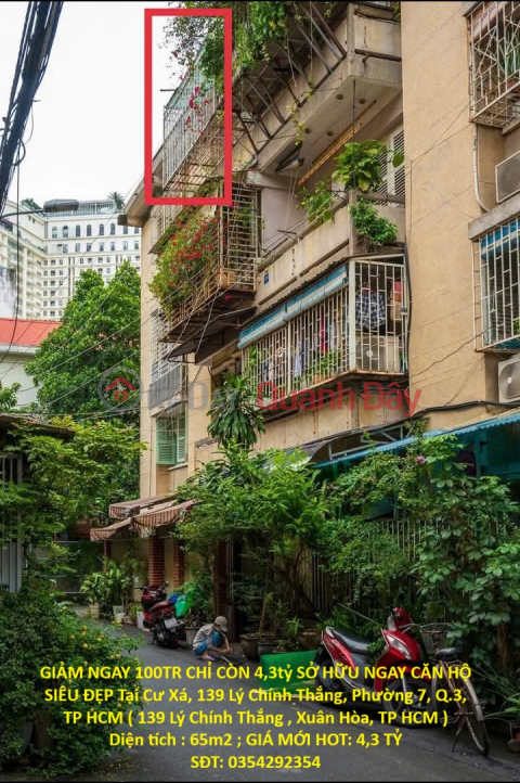 BEST PRICE FROM THE OWNER, REDUCED BY 100 MILLION VND, NOW ONLY 4.3 BILLION VND. OWN THIS BEAUTIFUL APARTMENT IN DISTRICT 3, HO CHI MINH CITY. _0