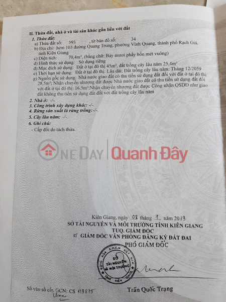 Property Search Vietnam | OneDay | Residential | Sales Listings | OWNER Urgently Needs to Sell House in Alley 103 Quang Trung, Vinh Quang Ward, Rach Gia City