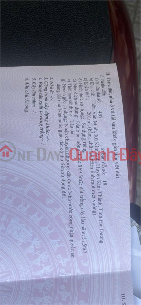 CHÍNH CHỦ Cần Bán Gấp 201m2 Đất Thôn Văn Minh, Xã Kim Anh, Huyện Kim Thành - Hải Dương Niêm yết bán