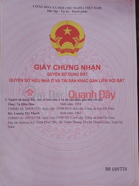 Property Search Vietnam | OneDay | Nhà ở Niêm yết bán | ĐẤT CHÍNH CHỦ - GIÁ TỐT - Cần Bán Nhanh Lô Đất tại Thanh Liêm, Hà Nam