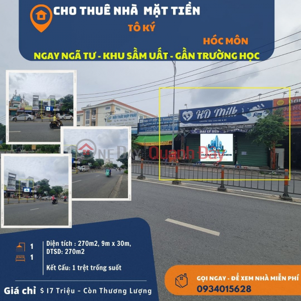 CỰC SỐC- Cho thuê nhà mặt tiền Tô Ký 270m2, 17 Triệu - NGANG 9M Niêm yết cho thuê