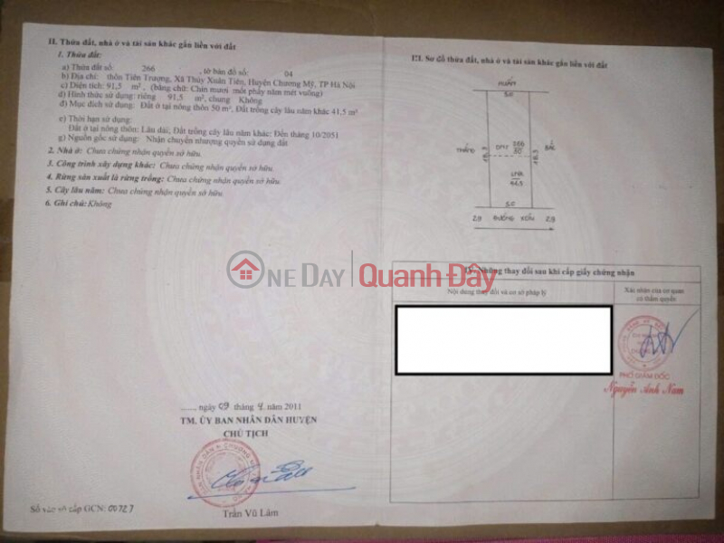 đ 10 triệu, CHÍNH CHỦ BÁN LÔ ĐẤT ĐẤT ĐẸP 91,5M TẠI THỦY XUÂN TIÊN-CHƯƠNG MỸ-HÀ NỘI
