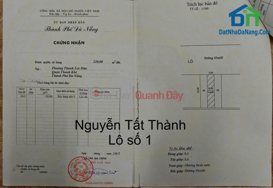 ĐẤT ĐẸP - GIÁ TỐT Cần Bán Đất View Biển Đường Nguyễn Tất Thành, Được Xây Dựng Cao Tầng,Giá chỉ 30,x tỷ. Niêm yết bán