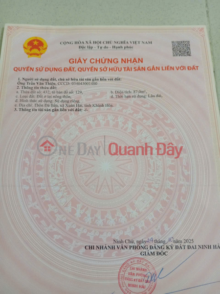 ĐẤT ĐẸP – GIÁ TỐT – CHÍNH CHỦ CẦN BÁN ĐẤT Xã Hộ Hải, Huyện Ninh Hải, Tỉnh Ninh Thuận Niêm yết bán