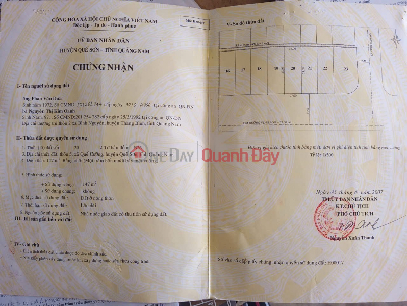 Property Search Vietnam | OneDay | Nhà ở | Niêm yết bán ĐẤT ĐẸP- GIÁ TỐT Chính chủ cần bán nhanh lô đất vị trí chiến lược tại xã Xuân Phú TP. Đà Nẵng