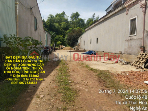 BEAUTIFUL LAND - INVESTMENT PRICE - NEED TO SELL LAND LOT IN BEAUTIFUL LOCATION in Nghia Tien Commune, Thai Hoa Town, Nghe An _0