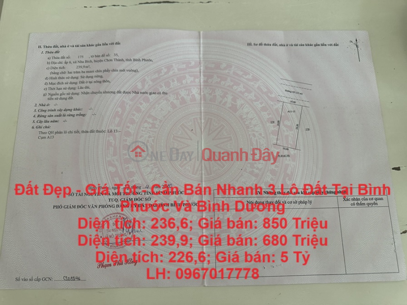 Beautiful Land - Good Price - Need to Sell Quickly 3 Lots of Land in Binh Phuoc and Binh Duong Sales Listings