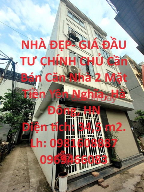 NHÀ ĐẸP- GIÁ ĐẦU TƯ CHÍNH CHỦ Cần Bán Căn Nhà 2 Mặt Tiền Yên Nghĩa, Hà Đông, HN _0