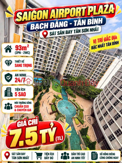 Apartment for sale at Saigon Airport Plaza, 93m2, 2 bedrooms, private ownership certificate, price 7.5 billion VND. _0