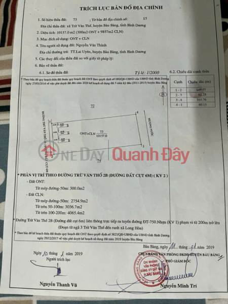 Land for sale, prime location in the center of Bau Bang, Tru Van Tho 23 street, 6m wide. Sales Listings