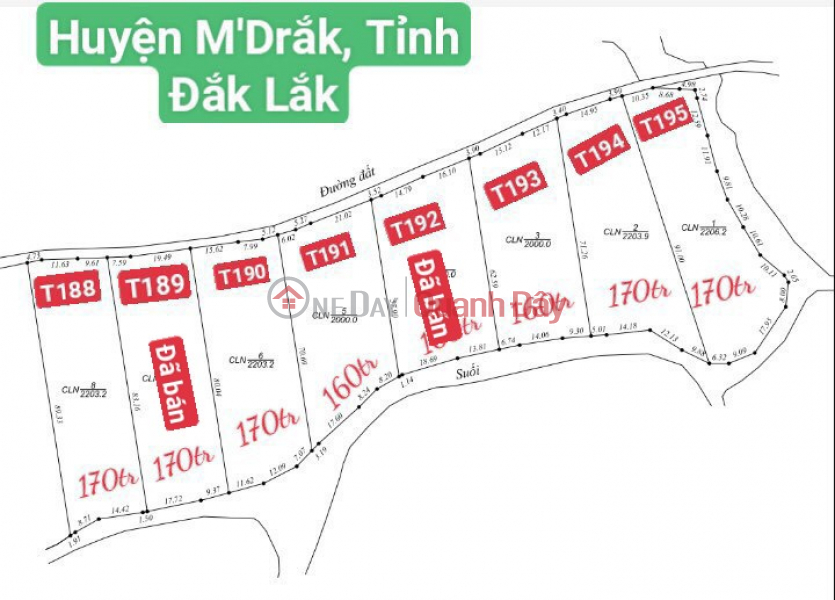 đ 160 Million | Lock 6 plots of land in M'Drak district - Dak Lak. Cheap land by owner only from 160 million\\/lot.