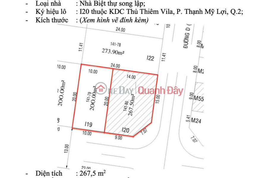 Selling a corner plot with two street frontages in the old Thu Thiem Villa residential area, District 2, at a good price – a rare opportunity. Sales Listings