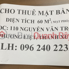Chính chủ cho thuê nhà mặt phố Nguyễn Văn Trỗi, Thanh Xuân, DT 60m2 Giá 6 tr/th LH 0962402233 _0
