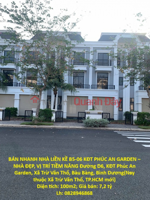 QUICK SALE: TOWNHOUSE B5-06 PHUC AN GARDEN URBAN AREA – BEAUTIFUL HOUSE, POTENTIAL LOCATION Tru Van Tho Commune, Bau Bang District _0