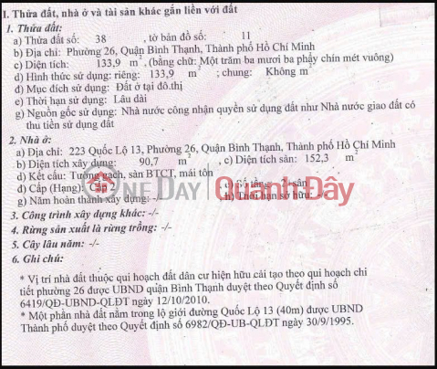 LAND FOR SALE WITH HOUSE FREE - OWNER QUICKLY SELLS BEAUTIFUL LOT OF LAND Ward 26, Binh Thanh, HCM _0