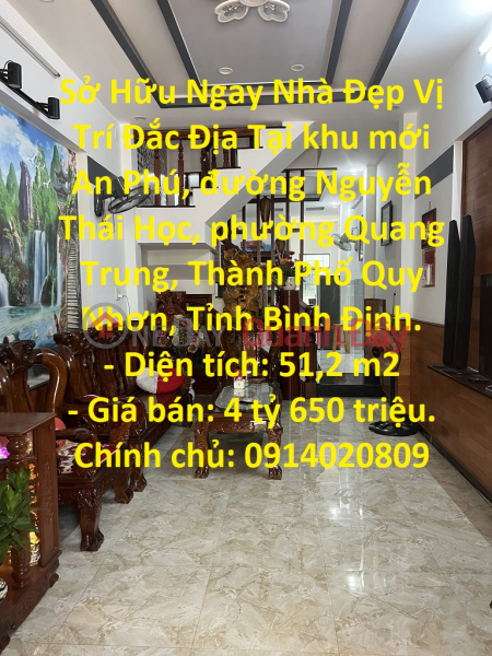 Sở Hữu Ngay Nhà Đẹp Vị Trí Đắc Địa Tại Thành Phố Quy Nhơn, Tỉnh Bình Định. Niêm yết bán