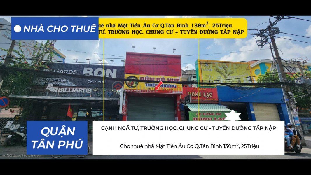 House for rent on Au Co Street, Tan Binh District, 130m², 25 million VND, next to school and apartment building. Rental Listings