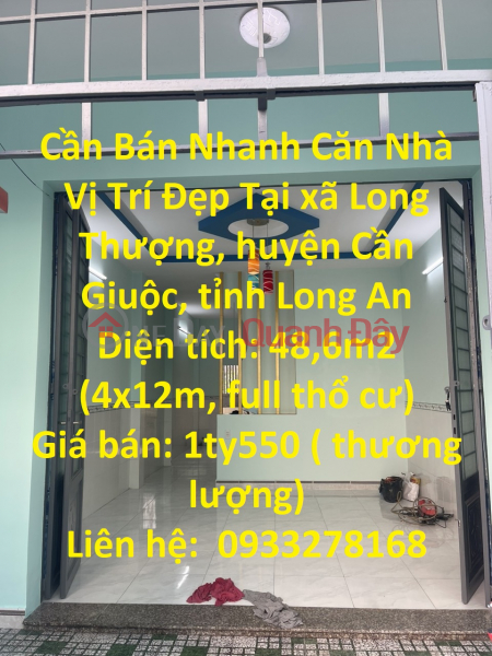 Cần Bán Nhanh Căn Nhà Vị Trí Đẹp Tại Cần Giuộc, Long An Niêm yết bán