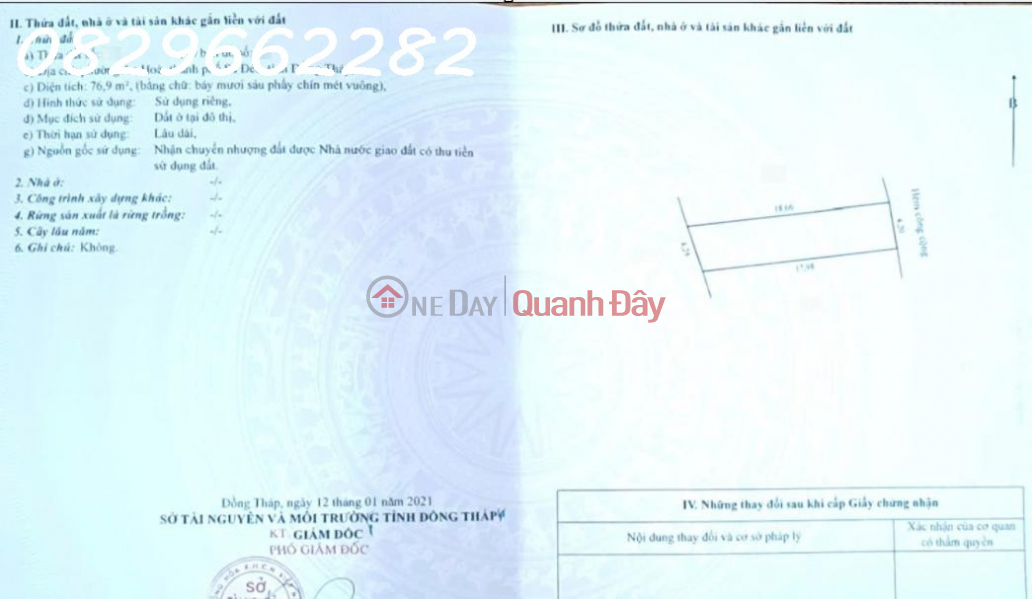 Bán Nền thổ cư 77m2 Hẻm Nguyễn Tất Thành, Khóm Tân Thuận Phường Sa Đéc. Sổ Hồng. Giá 1.1 tỷ. Niêm yết bán