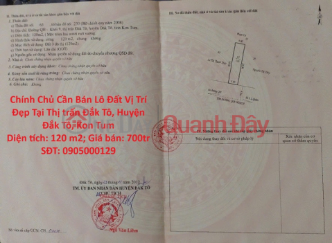 Owner Needs to Sell a Plot of Land in a Beautiful Location in Dak To Town, Dak To District, Kon Tum _0