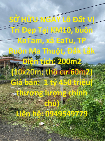OWN A Plot Of Land With A Nice Location In KoTam Buon, Ea Tu Commune - VERY FLOW PRICE Sales Listings
