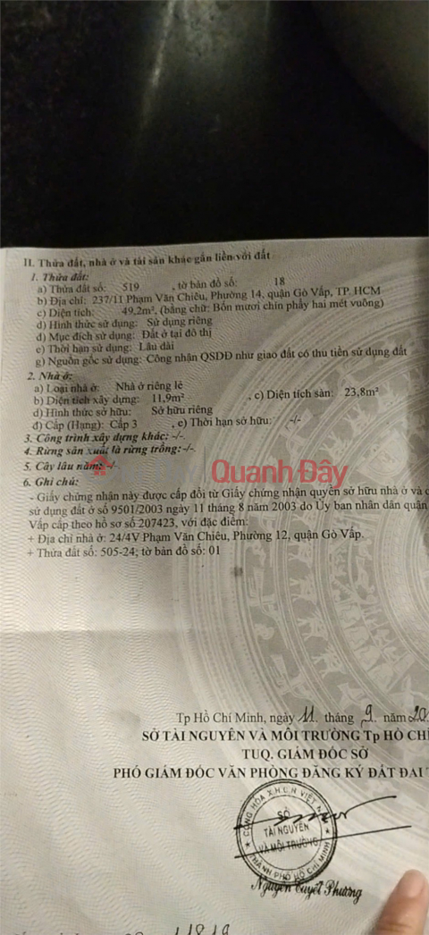 HOT DEAL - OWNER SELLING DIRECTLY - SPECIAL PRICE! HOUSE FOR SALE QUICKLY IN GO VAP DISTRICT, HO CHI MINH CITY. _0