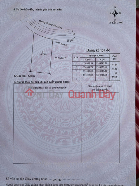 Owner selling land with frontage on Truong Son Dong Street, Dung Kno, Lac Duong - Large plot of land, excellent price. Sales Listings