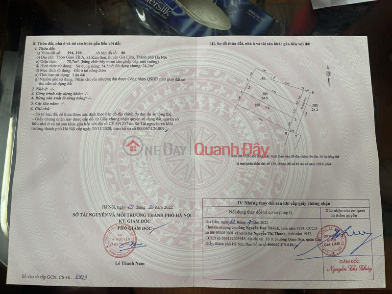 Property Search Vietnam | OneDay | Nhà ở Niêm yết bán, BÁN ĐẤT KIM SƠN - GIA LÂM, 54,5 M2, GIÁ 3 TỶ CÓ THƯƠNG LƯỢNG, LH 0985865658