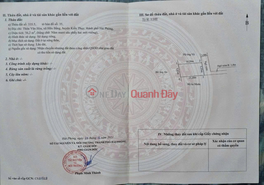 LAND FOR SALE IN HUU BANG, KIEN THUY DISTRICT, 56.2M2 – CAR ACCESSIBLE ALLEY – AFFORDABLE PRICE. CONTACT US VIA ZALO 0567 222 555 Sales Listings