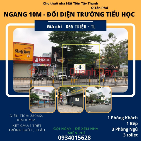 Cho thuê nhà Mặt Tiền Tây Thạnh 350m2, 1Lầu - đối diện trường Lê Lợi _0