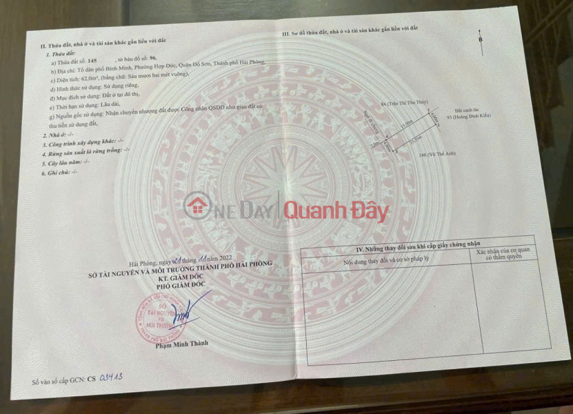 BÁN LÔ ĐẤT TUYẾN 2 BÌNH MINH – NAM ĐỒ SƠN, GIÁ CHỈ 6XX TRIỆU ZALO 0567 222 555 Niêm yết bán