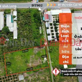 URGENTLY FOR SALE 1953.3m² Land, 100% Residential Land Frontage Provincial Road 902, An Phuoc Commune, Mang Thit District, Vinh Long _0