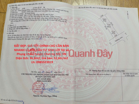 ĐẤT ĐẸP- GIÁ TỐT CHÍNH CHỦ CẦN BÁN NHANH LÔ ĐẤT ĐẦU TƯ SINH LỜI TẠI huyện Chương Mỹ, tp Hà Nội _0