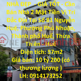 NHÀ ĐẸP - GIÁ TỐT - Cần Bán Nhà 2 Mặt Tiền Vị Trí Đắc Địa Tại Phường Phú Nhuận, Thành phố Huế, Thừa Thiên - _0