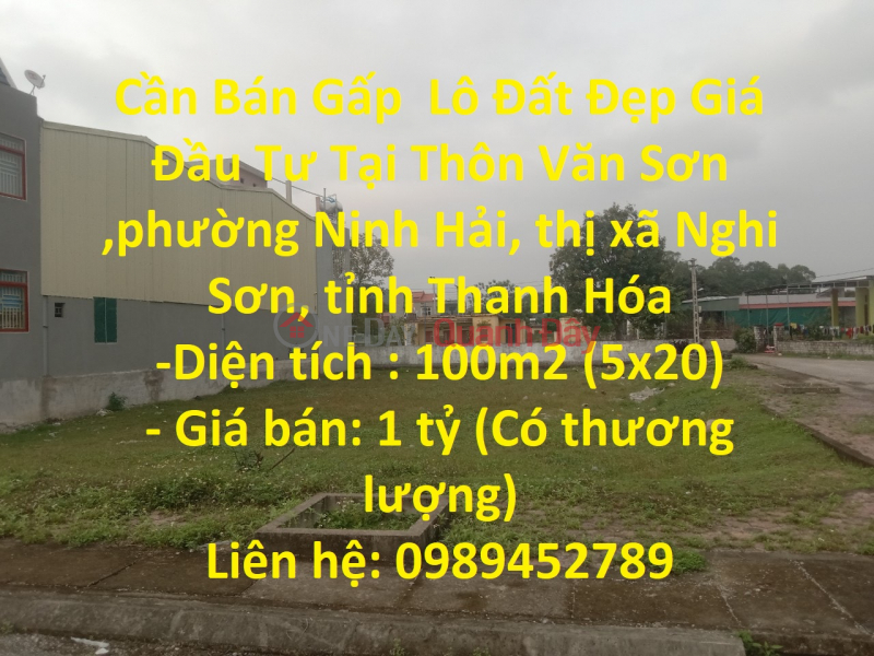 Cần Bán Gấp Lô Đất Đẹp Giá Đầu Tư Tại thị xã Nghi Sơn, tỉnh Thanh Hóa Niêm yết bán