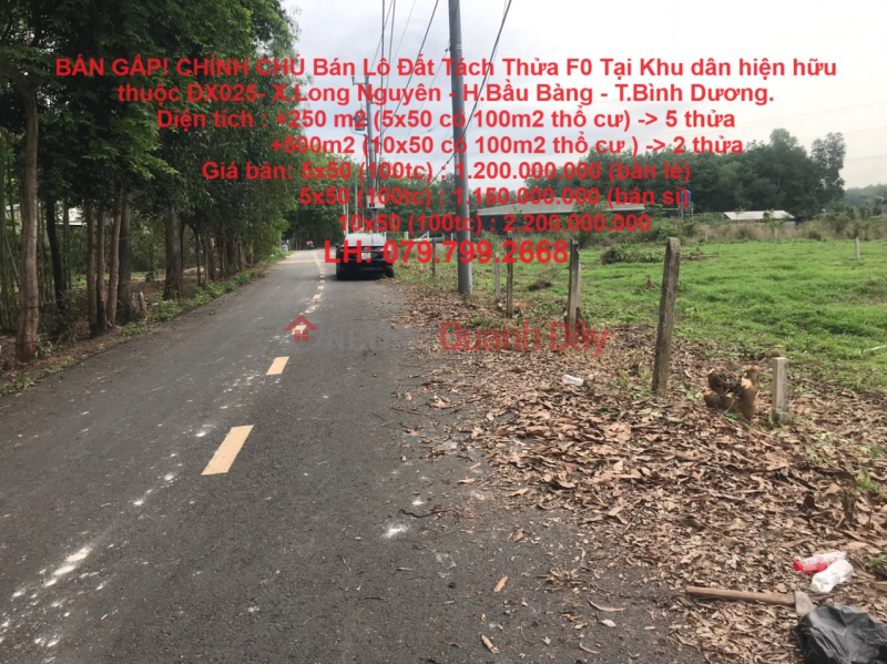 SELL URGENTLY! OWNER Sells Split Plot F0 In Bau Bang, Binh Duong Province Sales Listings