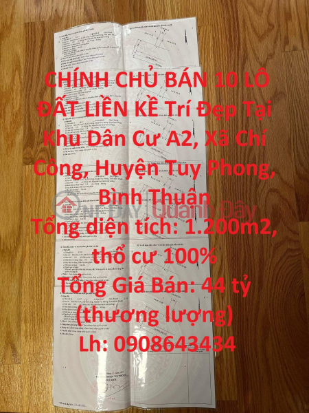 CHÍNH CHỦ BÁN 10 LÔ ĐẤT LIỀN KỀ Trí Đẹp Tại Tuy Phong, Bình Thuận Niêm yết bán