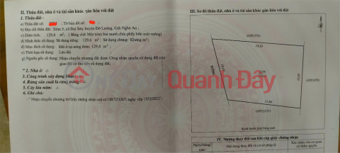 OWNER Needs to Sell Land at Hamlet 5, Dai Son Commune, Do Luong District, Nghe An _0