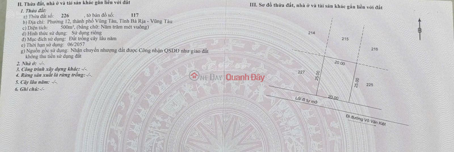CẦN BÁN GẤP ĐẤT NỀN 500m² – PHƯỜNG PHƯỚC THẮNG (P.12 CŨ),TP. HỒ CHÍ MINH (VŨNG TÀU CŨ) Niêm yết bán