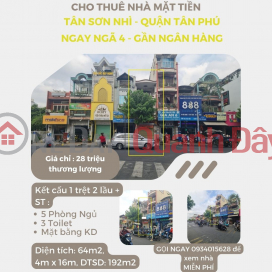 Cho thuê nhà Mặt Tiền Tân Sơn Nhì 64m2, 2Lầu, 28 triệu- NGAY NGÃ 4 _0