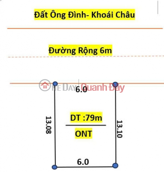 Land for sale in Ong Dinh Khoai Chau, area 80m, frontage 6m, road in front of land 6m, investment price Sales Listings