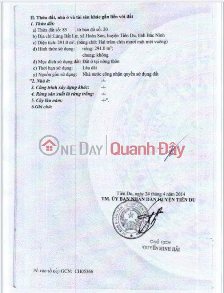 Land in Tien Son Industrial Zone, Tien Du District, Bac Ninh Province, 291m2, 14m frontage, suitable for rental room business. No brokerage fee. | Vietnam | Sales, đ 18 Billion