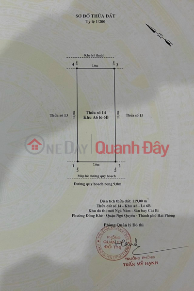 Property Search Vietnam | OneDay | Residential, Sales Listings, Selling 2 plots of land 119m wide 7 adjacent to line 2 Le Hong Phong right in Phuong Chi Ngo Quyen