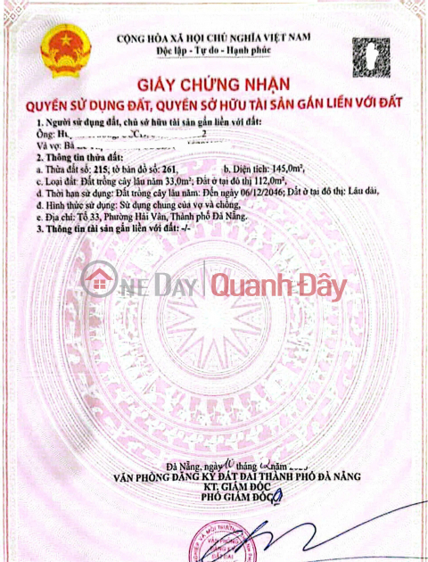 Bán đất kiệt Ô TÔ Ngô Xuân Thu - DT 145M2 - P. Hải Vân, TP Đà Nẵng _0