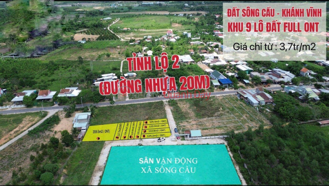 Land for sale right at Song Cau Khanh Vinh stadium, 100% residential property, only 3.7 million\\/m2 Sales Listings