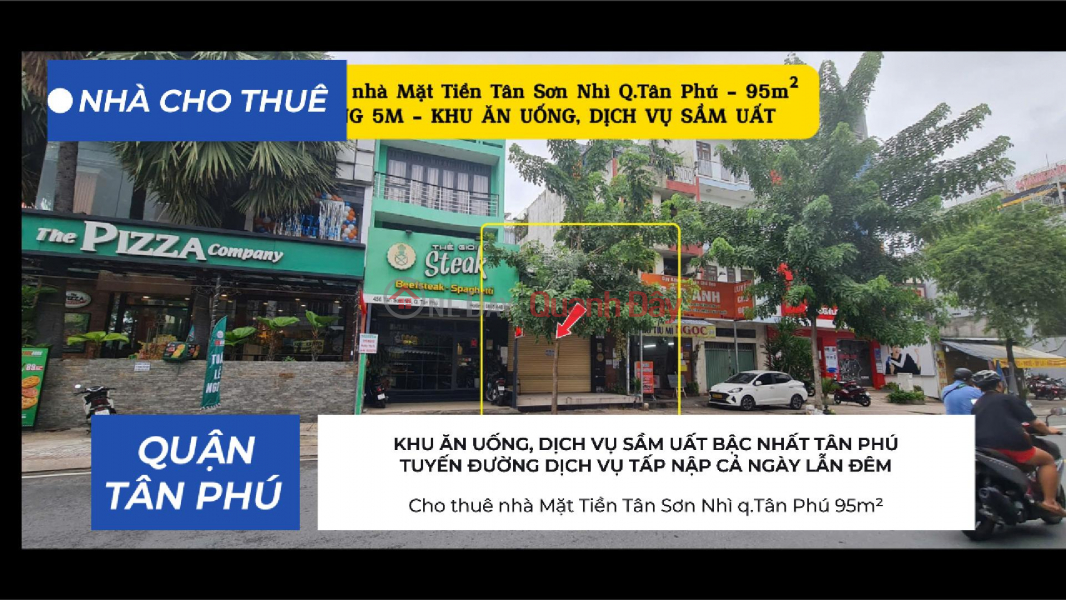 Cho thuê nhà Mặt Tiền Tân Sơn Nhì q.Tân Phú 95m² - NGANG 5M - 22Triệu Niêm yết cho thuê
