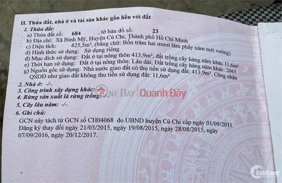 Property Search Vietnam | OneDay | Residential, Sales Listings | LAND owner Need to sell quickly a beautiful plot of land in Binh My commune, Cu Chi district, HCMC